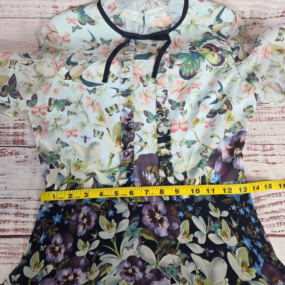 Ted Baker Meelia Floral Butterfly Dress 4 Chiffon Entangled Enchantment Ethereal - Picture 12 of 16